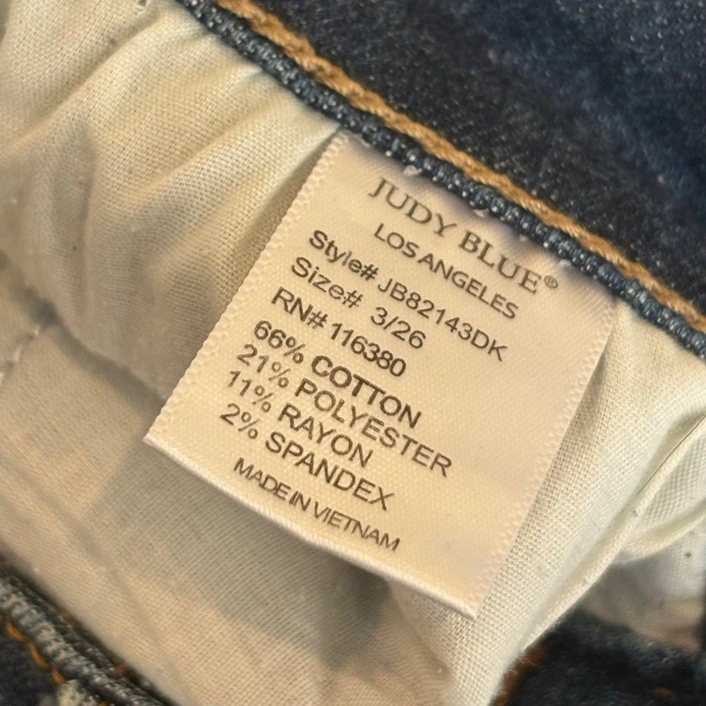 Judy Blue Boyfriend Fit Dark Wash High Rise Button Fly Jeans JB82143DK Size 3/26